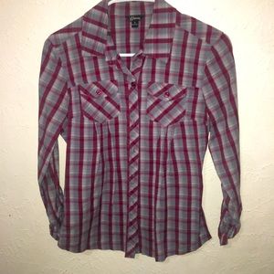 Wine Red Button Down Long Sleeve Top❤️